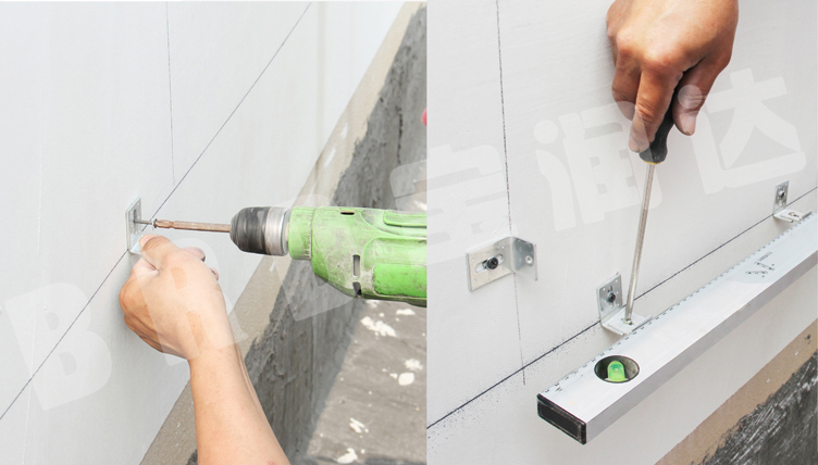 寶潤達一體板施工步驟-預裝錨固件 寶潤達保溫一體板施工步驟-預裝錨固件